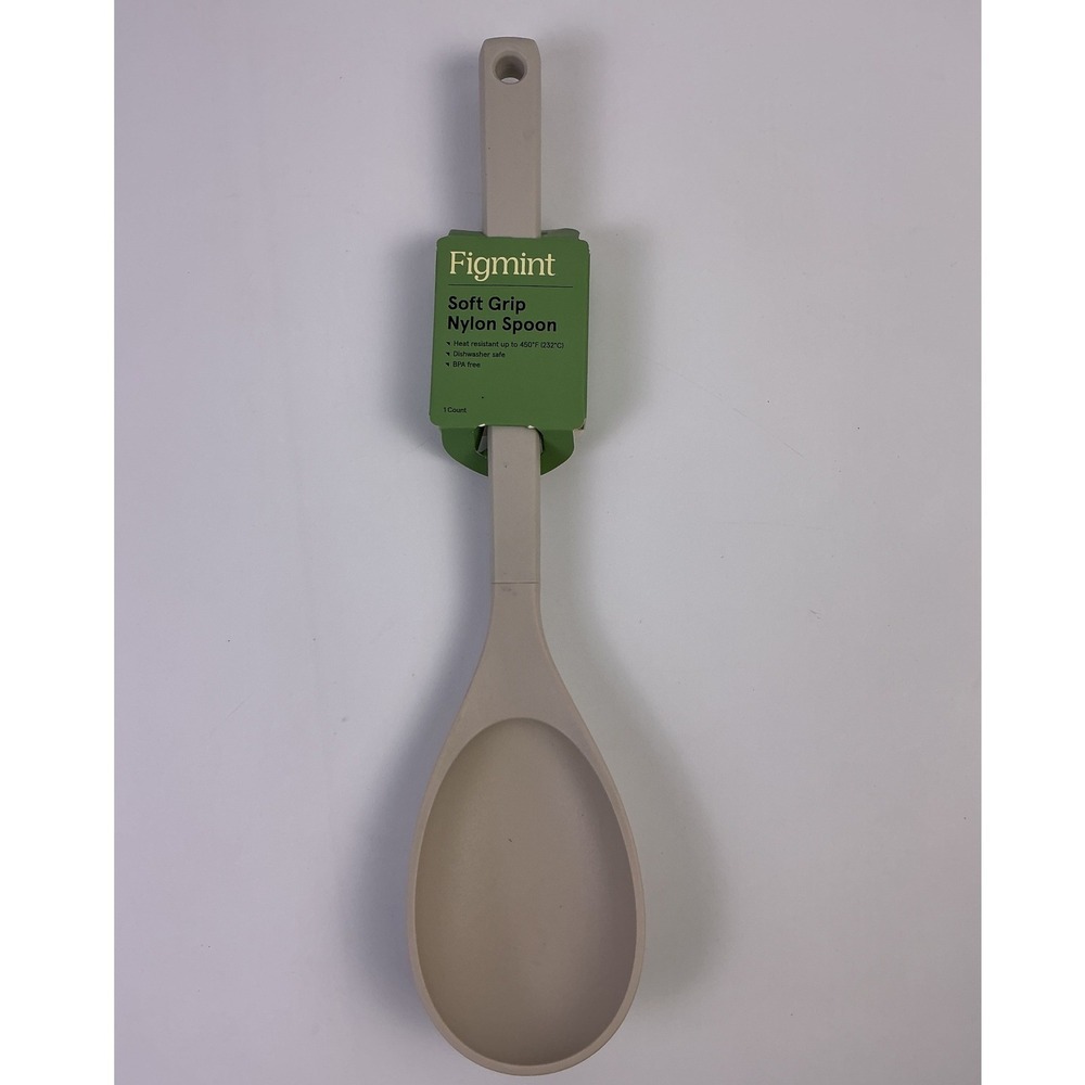 Figmint Soft Grip Nylon Spoon Taupe BPA Free‎ Heat Resistant Kitchen Utensil NEW
